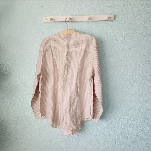 J crew linen embroidery rollup long sleeve  tunic blouse - Picture 9 of 12